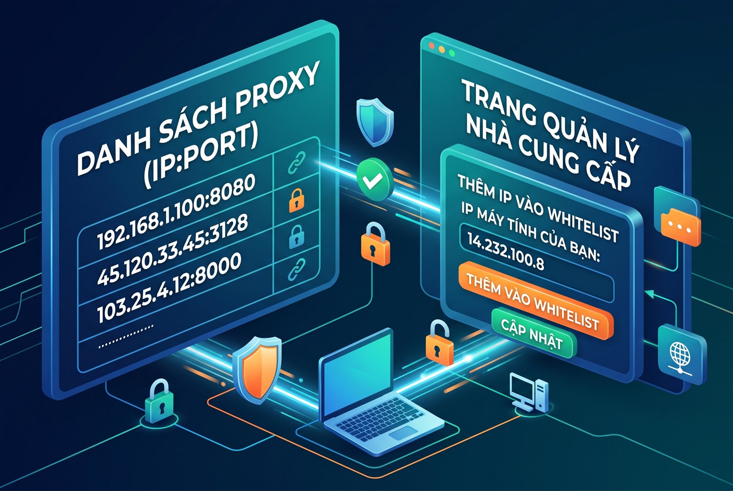 Proxy riêng dạng IP:port và whitelist