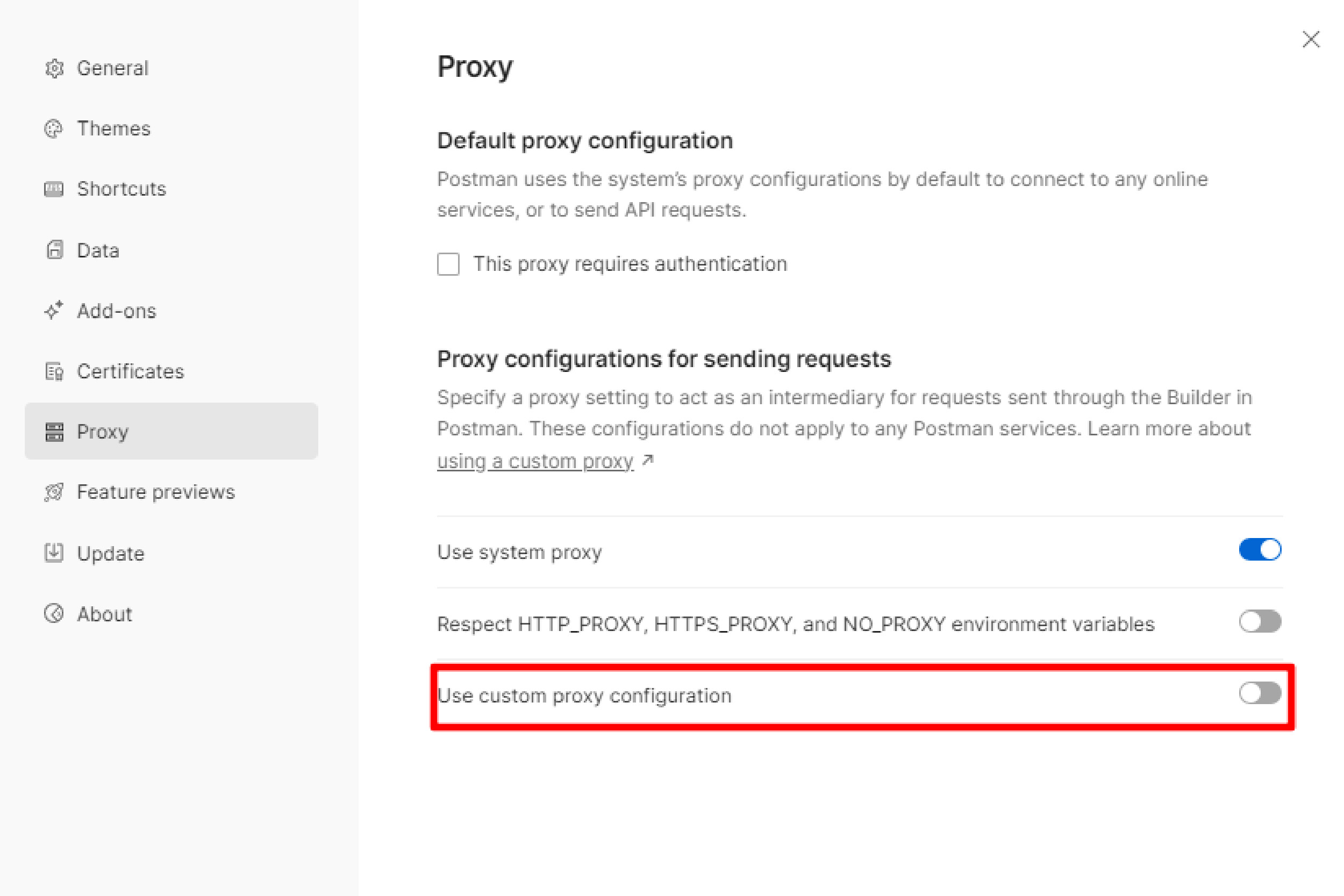 C&ocirc;ng tắc Global Proxy Configuration