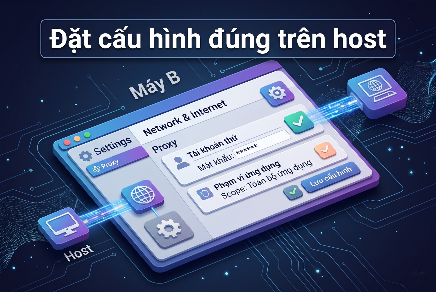 Đặt cấu hình đúng trên host