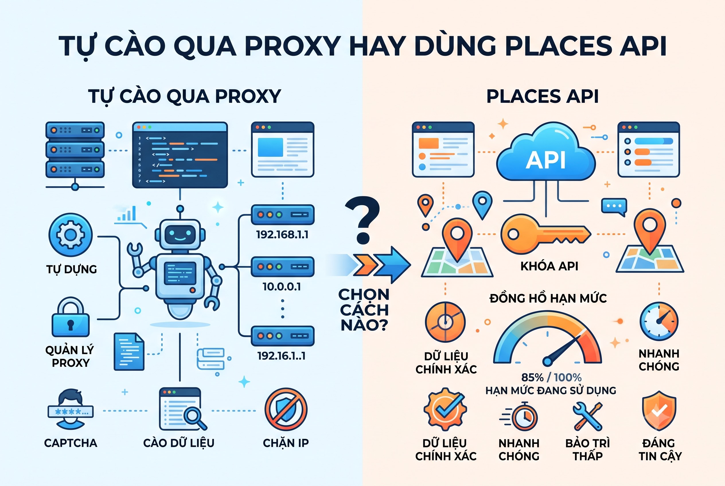 Tự cào qua proxy hay dùng Places API