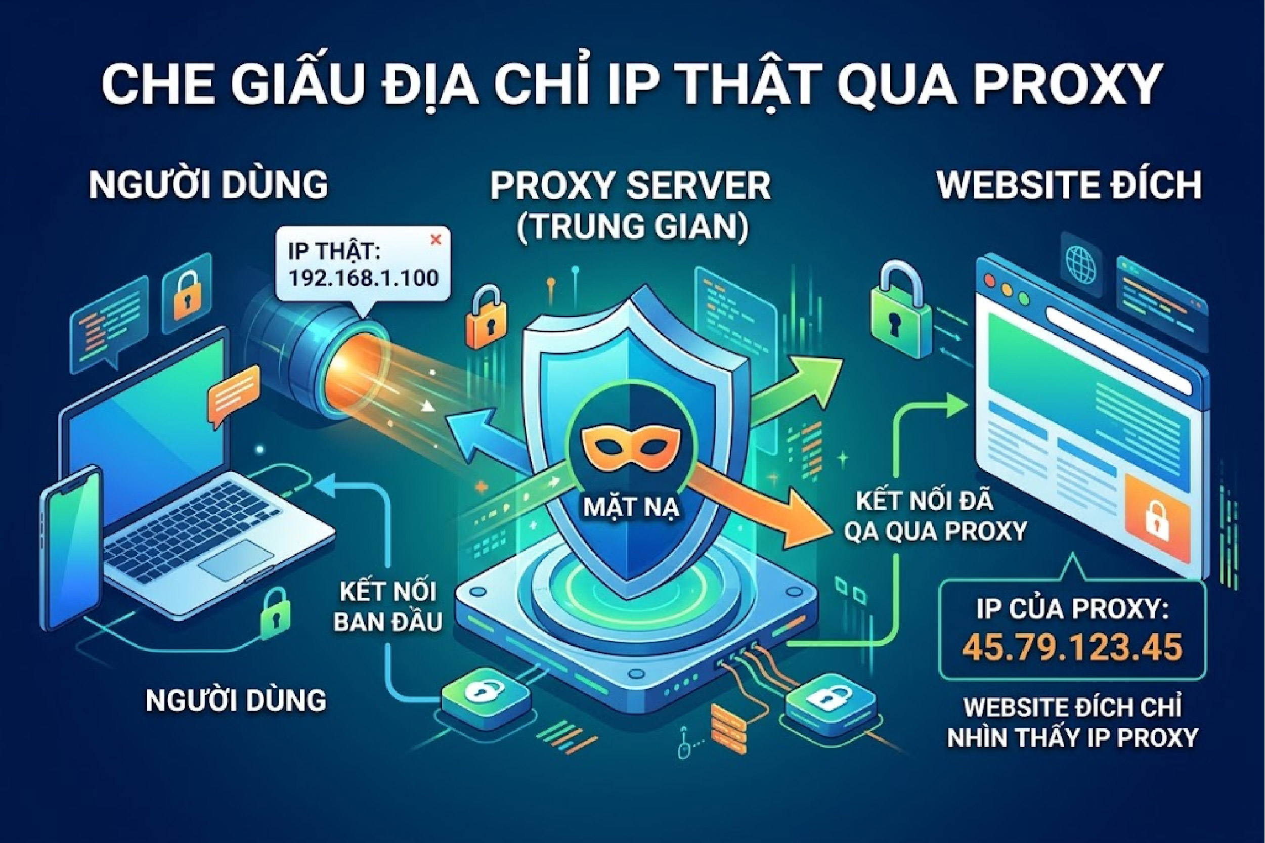 Che giấu địa chỉ IP thật th&ocirc;ng qua proxy
