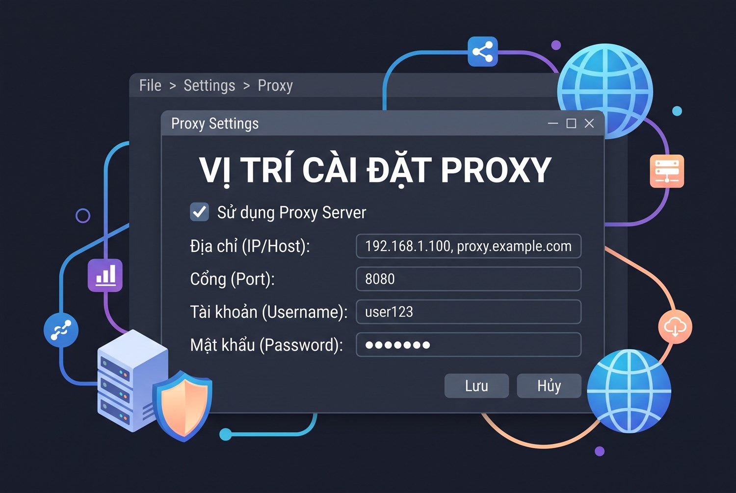 Vị trí cài đặt proxy
