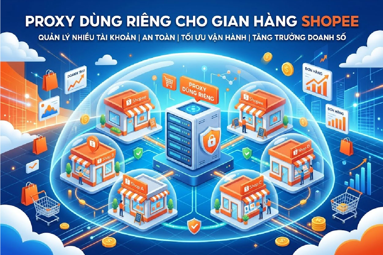 Proxy d&ugrave;ng ri&ecirc;ng cho gian h&agrave;ng Shopee