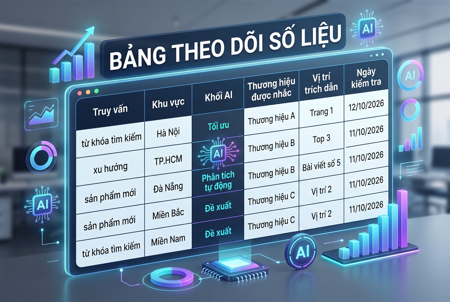 Bảng ghi số liệu theo dõi