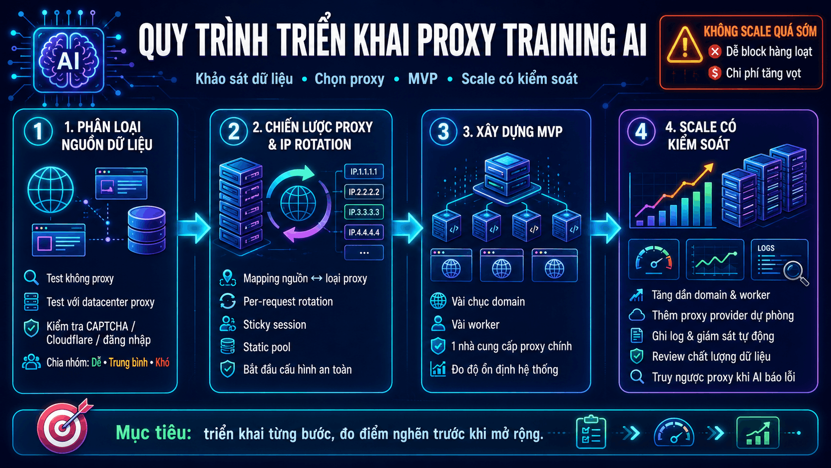 Quy tr&igrave;nh triển khai proxy training AI