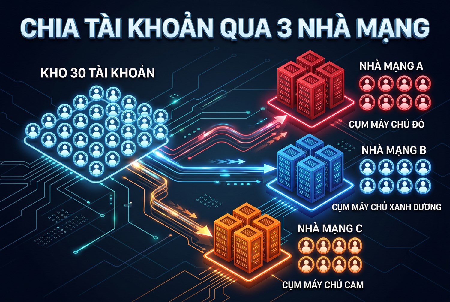 Chia tài khoản qua ba nhà mạng