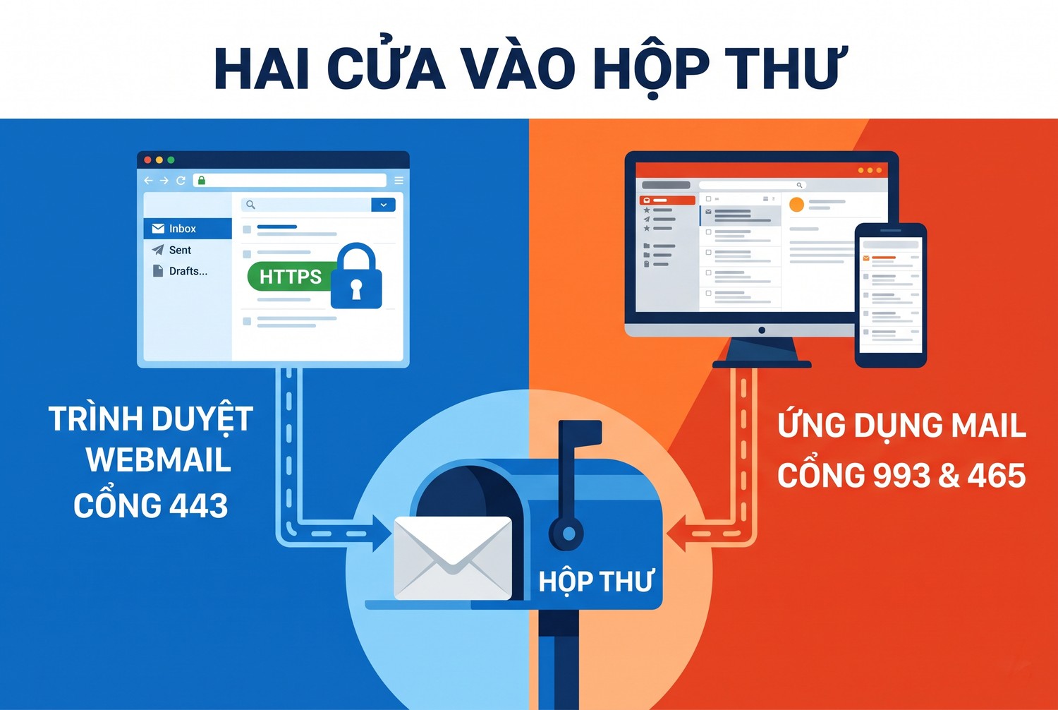 Hai cửa vào hộp thư
