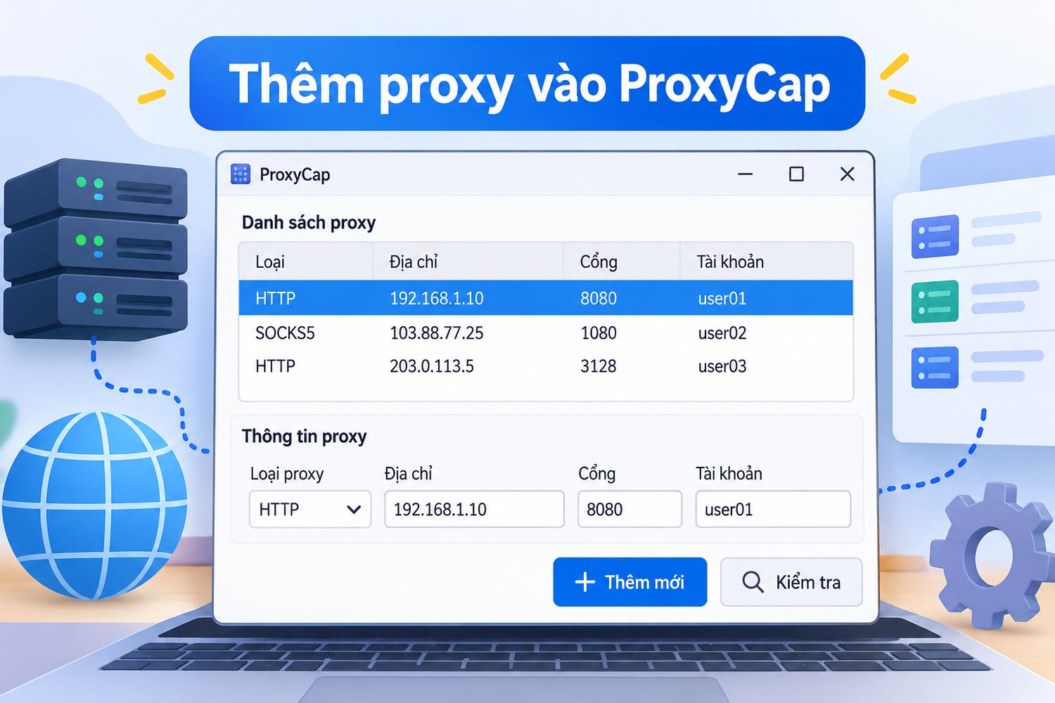 Thêm proxy vào ProxyCap
