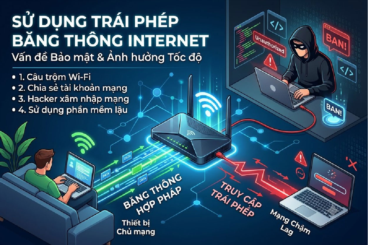 Sử dụng trái phép băng thông internet