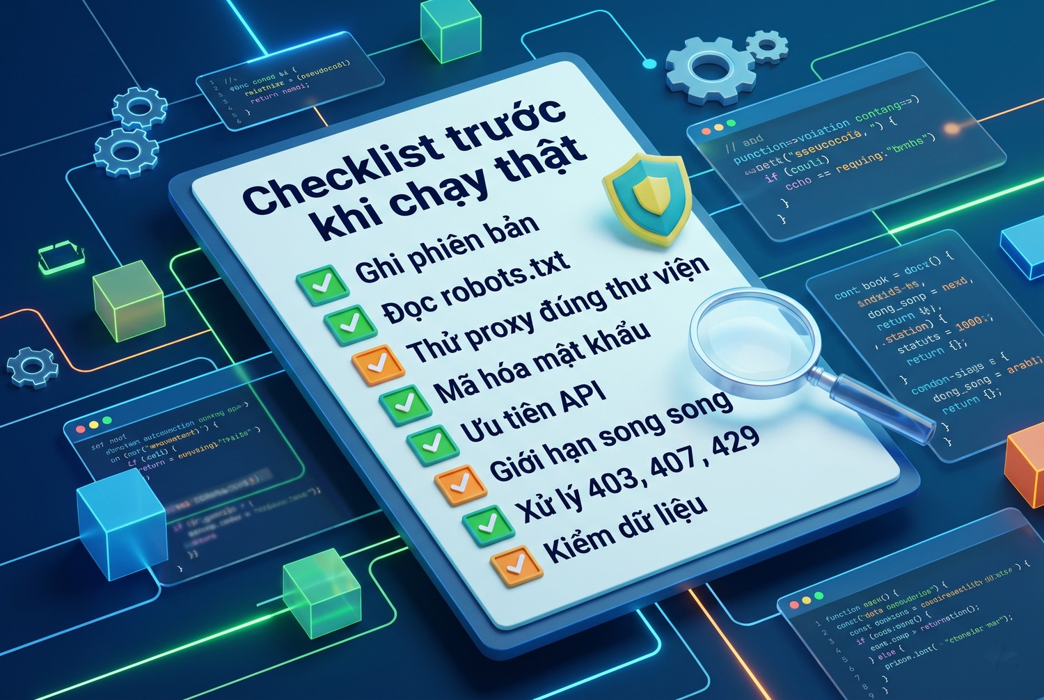 Checklist trước khi chạy thật