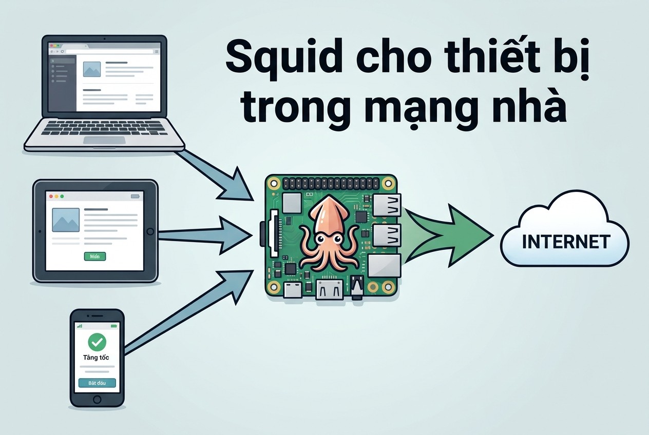Squid cho thiết bị trong mạng nhà