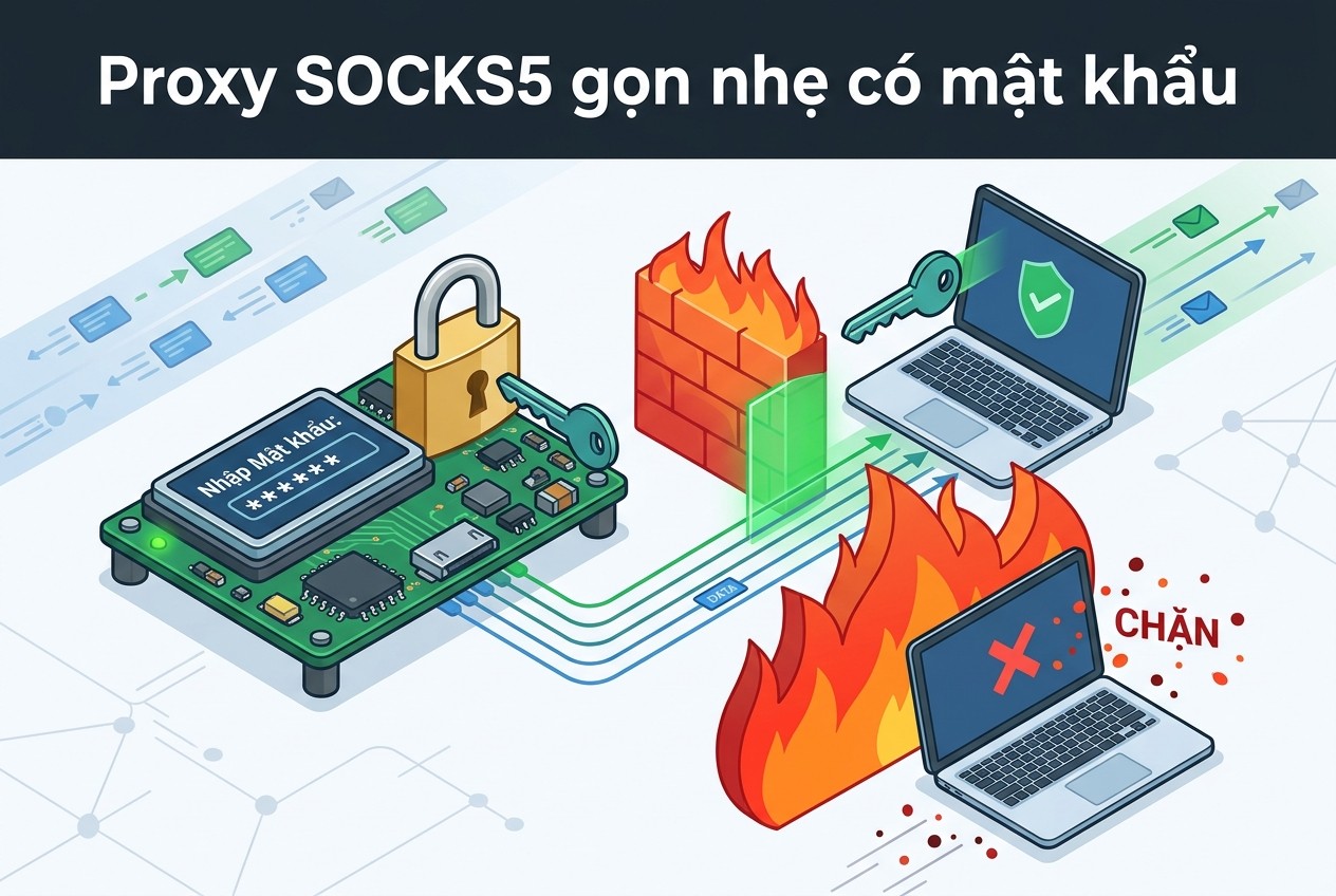 Proxy SOCKS5 gọn nhẹ có mật khẩu
