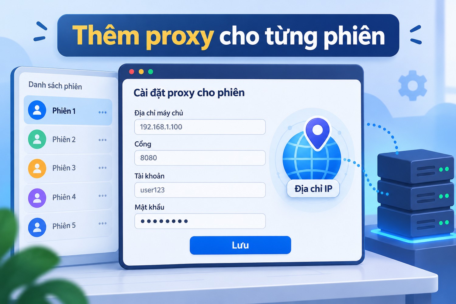 Thêm proxy cho từng phiên