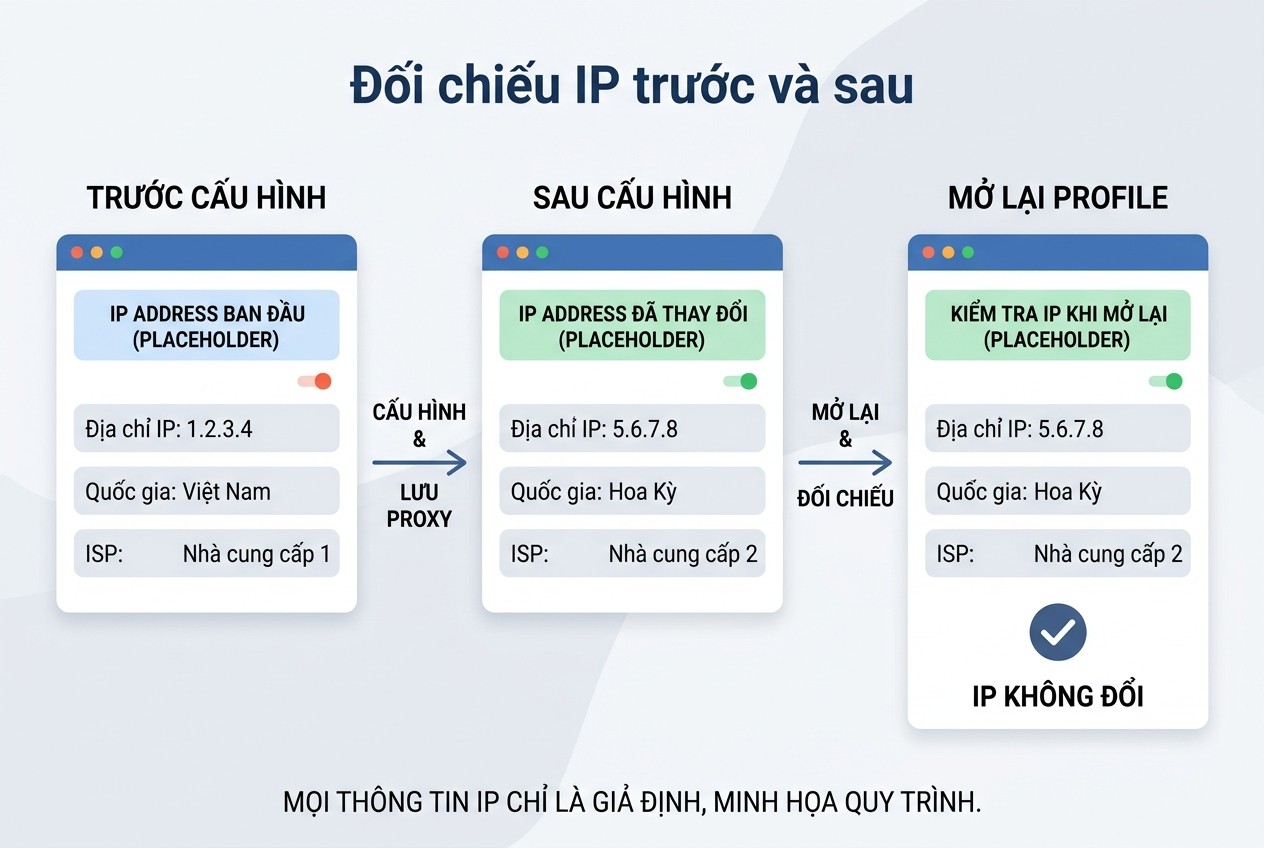 Đối chiếu IP trước và sau