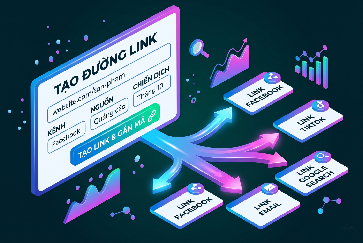 Tạo link và gắn mã theo dõi