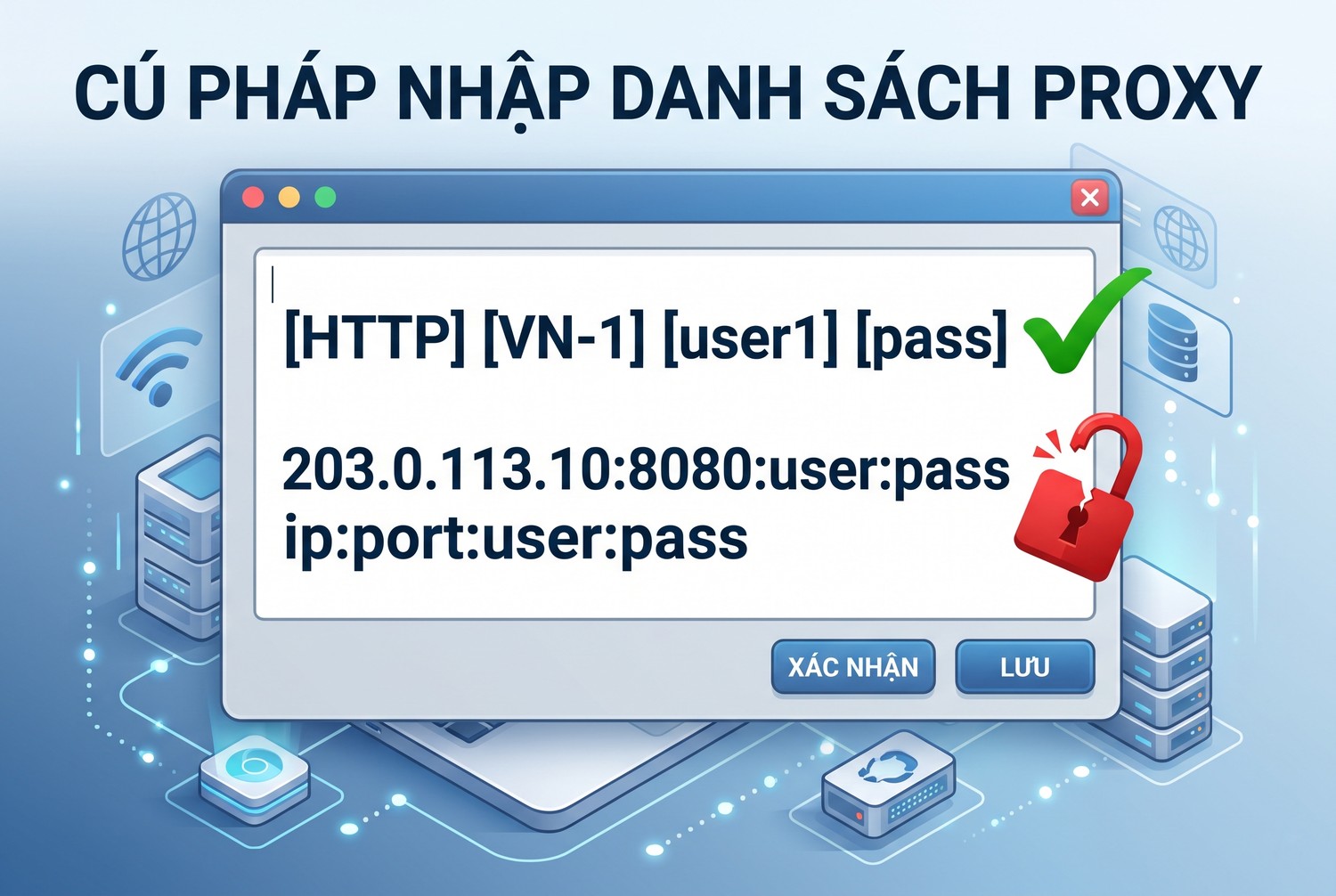 Cú pháp nhập danh sách proxy