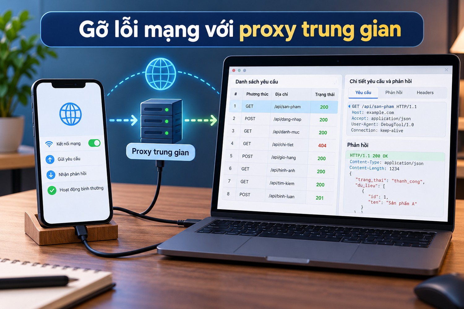 Gỡ lỗi mạng với proxy trung gian