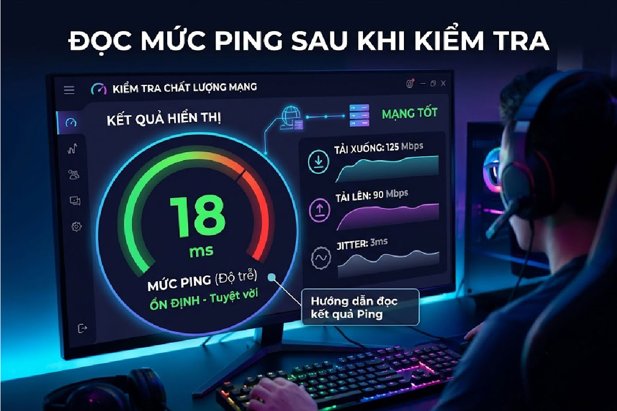 Đọc mức ping sau khi kiểm tra