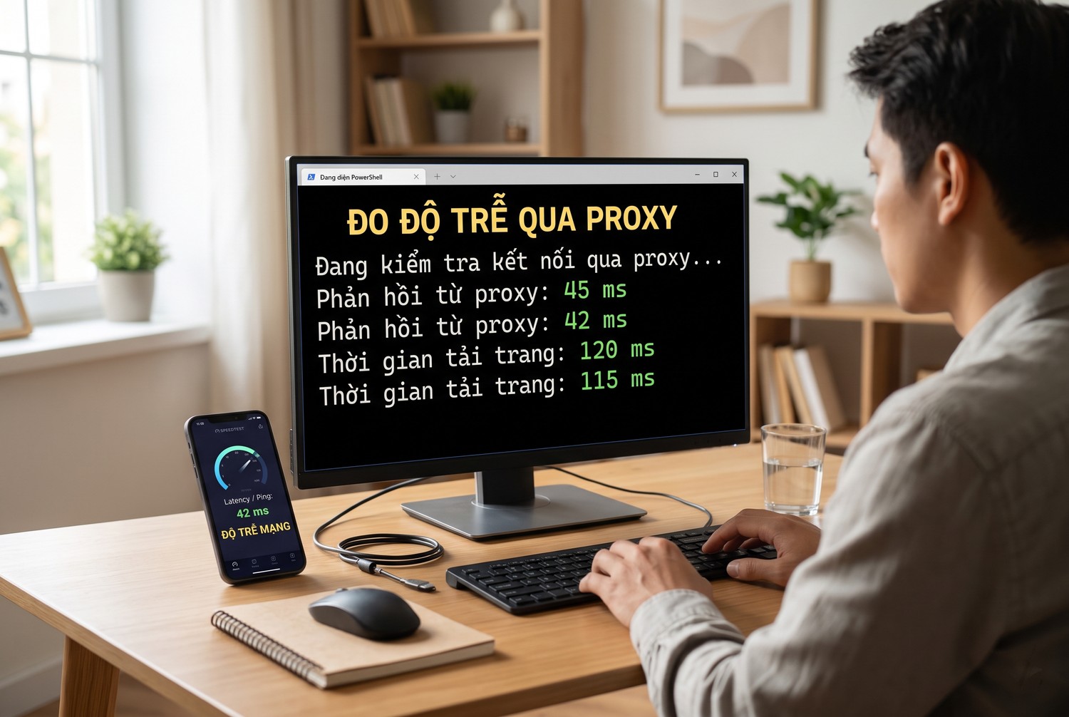 Đo độ trễ thật qua proxy