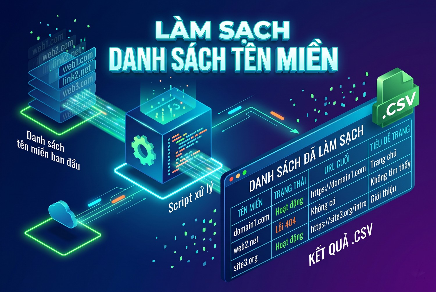 Làm sạch danh sách tên miền