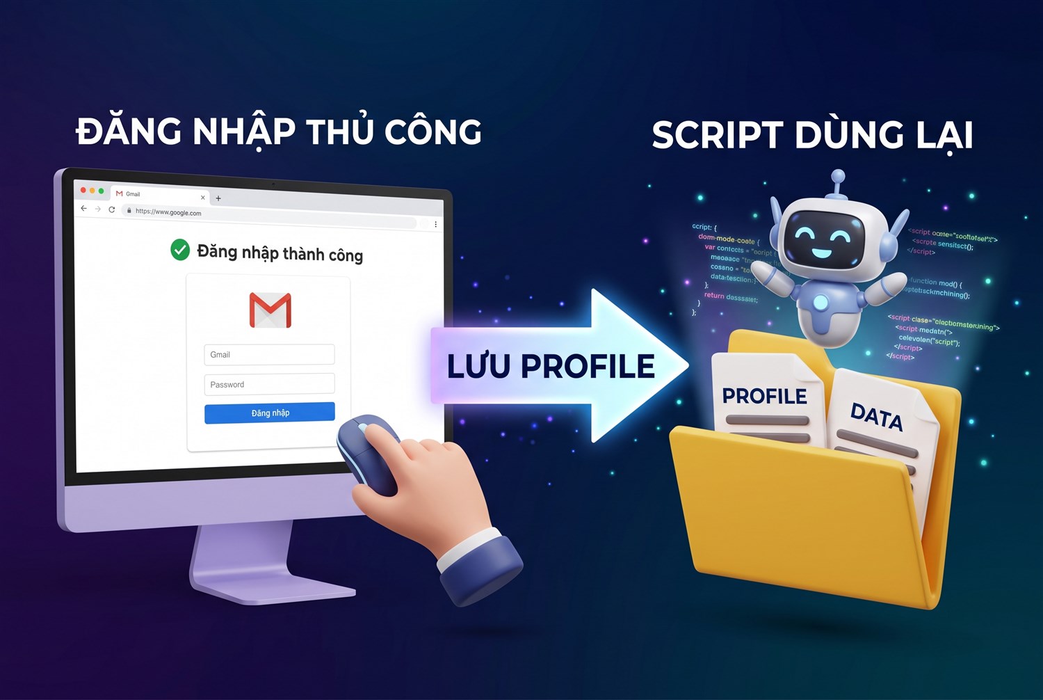 Đăng nhập thủ công rồi lưu profile