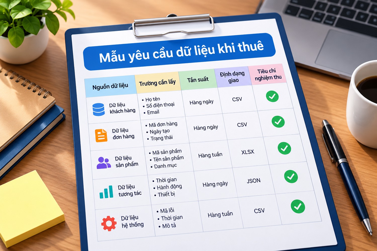 Mẫu yêu cầu dữ liệu khi thuê