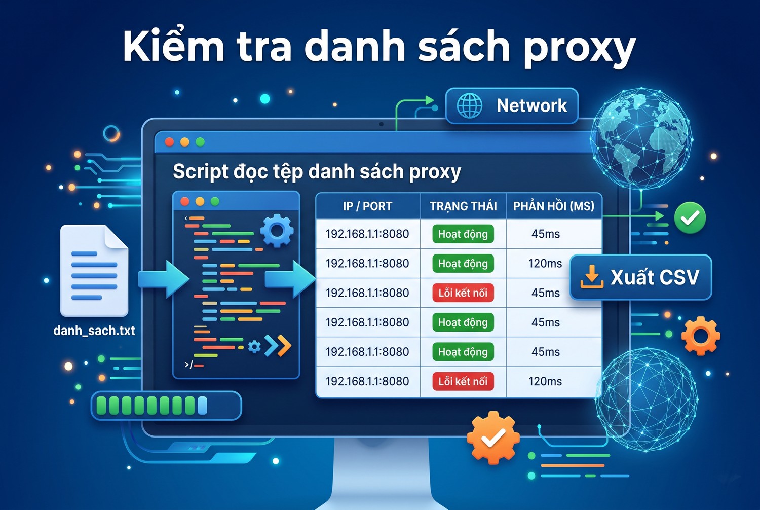 Kiểm tra danh sách proxy
