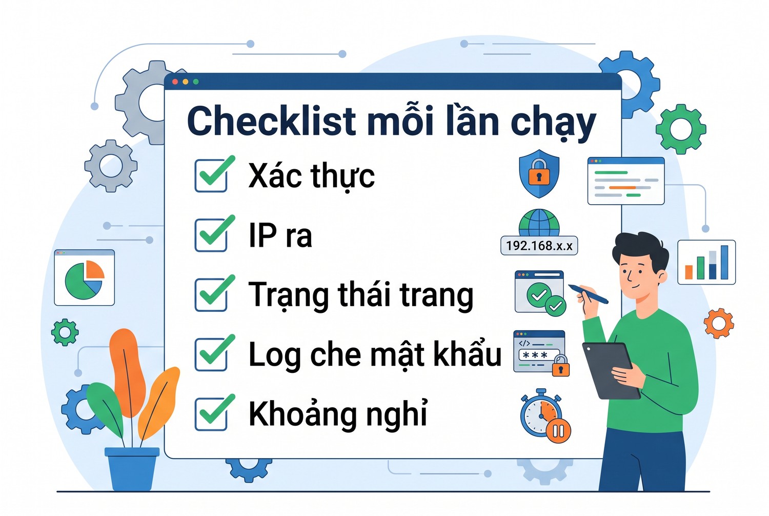 Checklist mỗi lần chạy