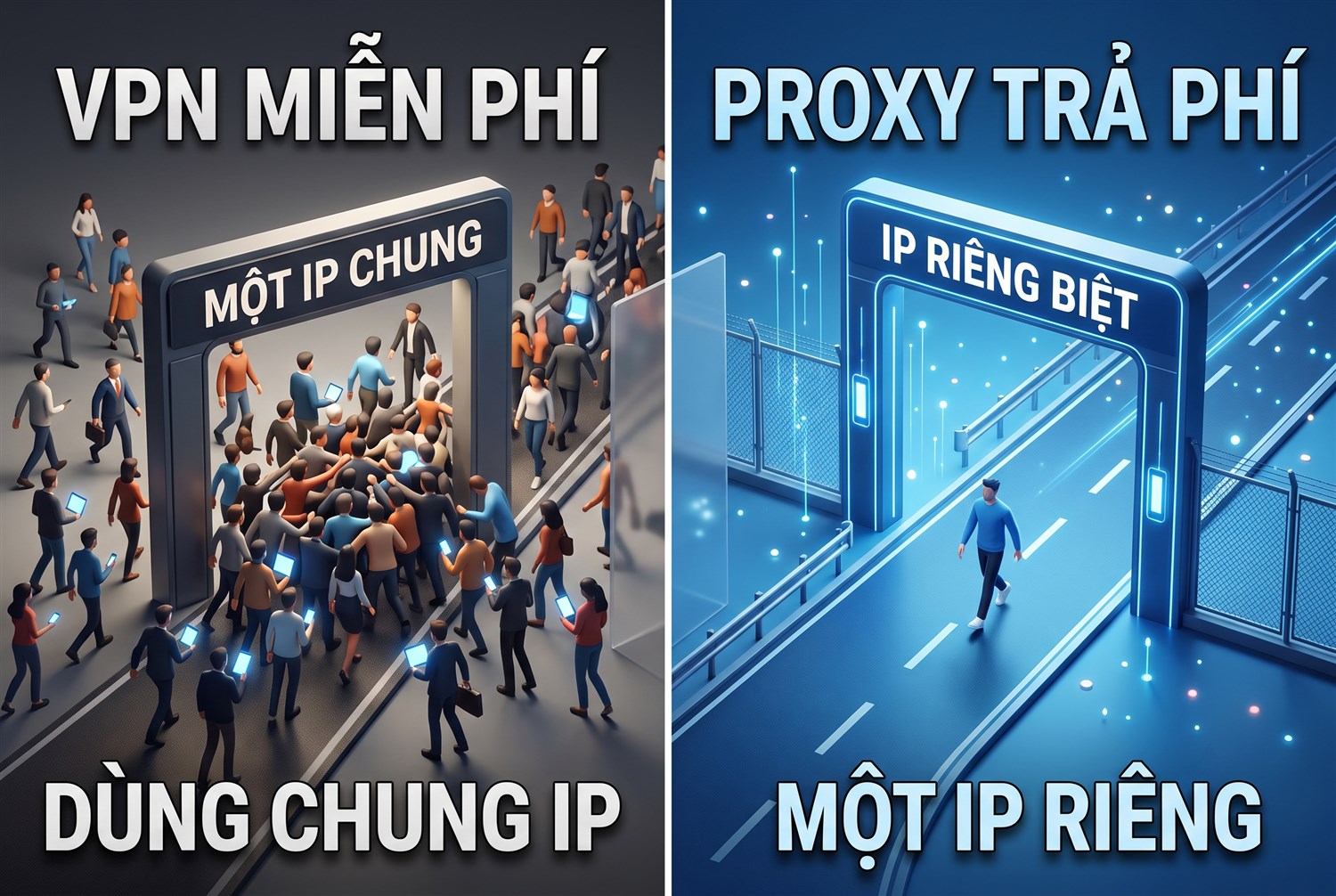VPN miễn phí và proxy trả phí có IP riêng