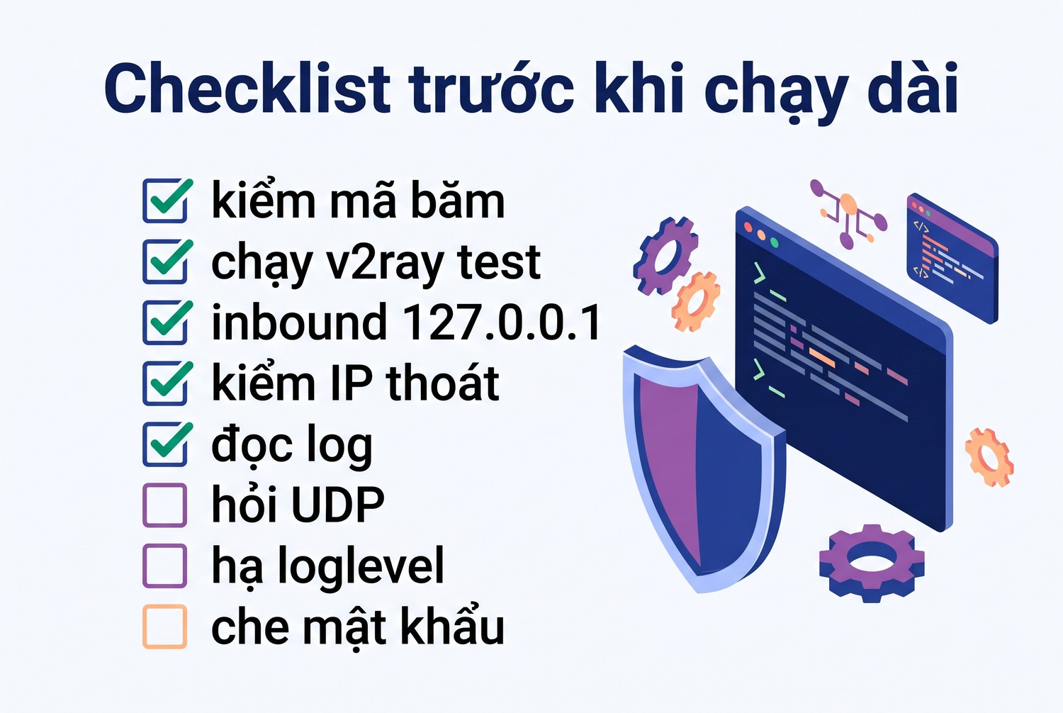 Checklist trước khi chạy dài