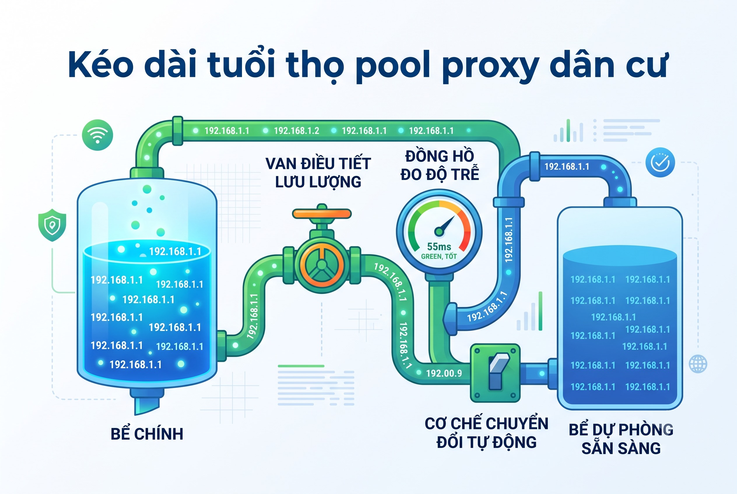 Kéo dài tuổi thọ pool proxy dân cư
