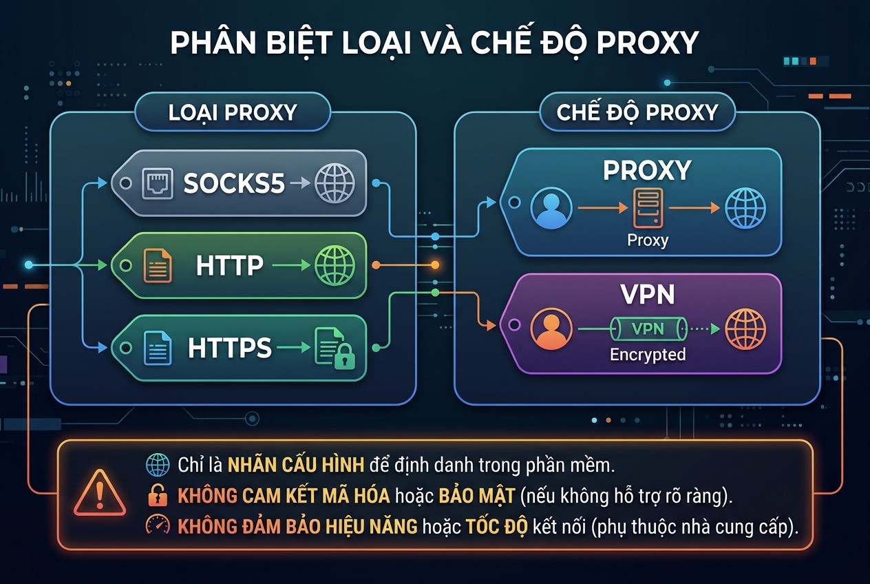 Phân biệt loại và chế độ proxy