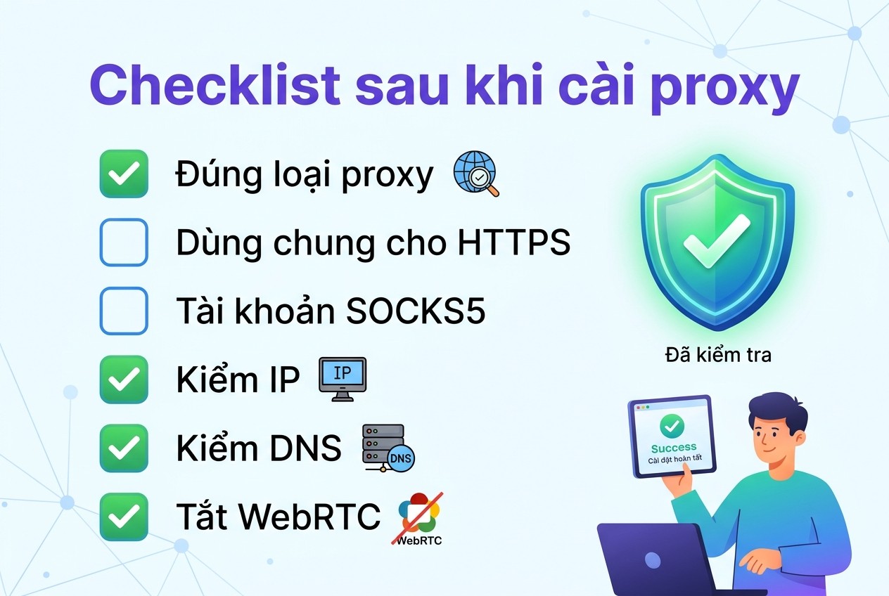 Checklist sau khi cài proxy
