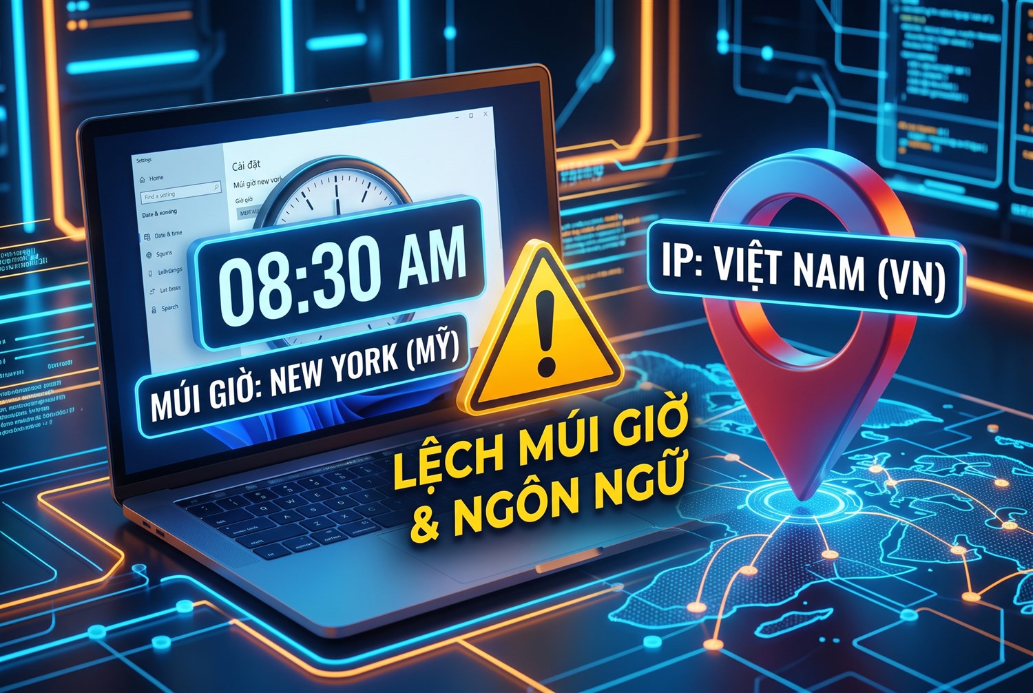 Múi giờ và ngôn ngữ lệch IP