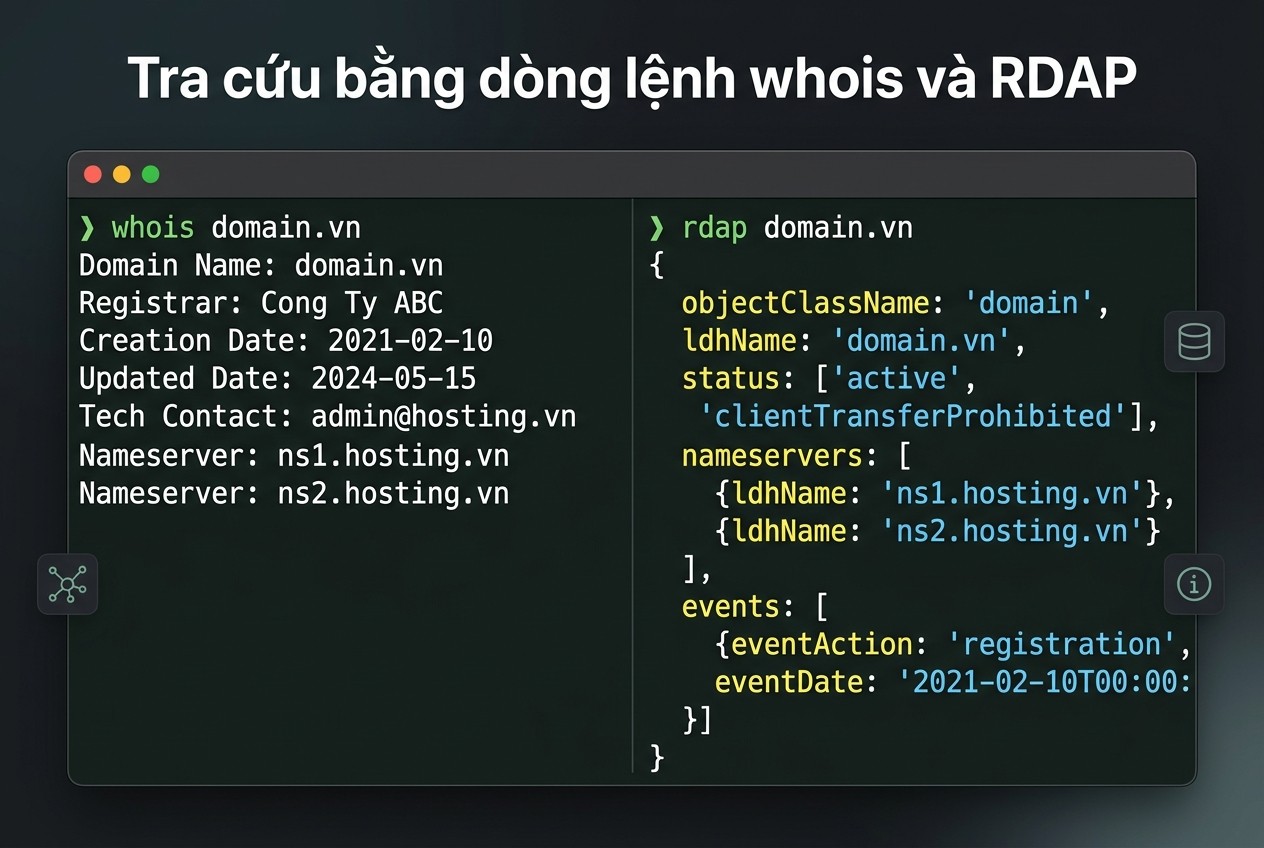 Tra cứu bằng dòng lệnh whois và RDAP