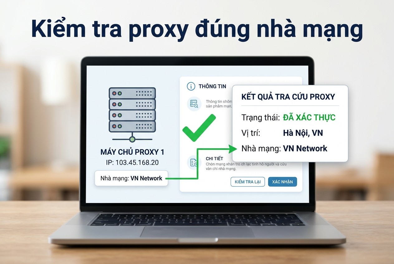 Kiểm tra proxy đúng nhà mạng