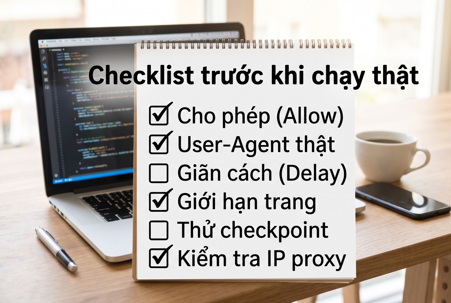 Checklist trước khi chạy thật